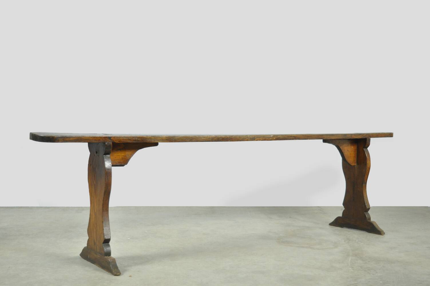 HANDMADE antique wooden French farmhouse bench, 1930s