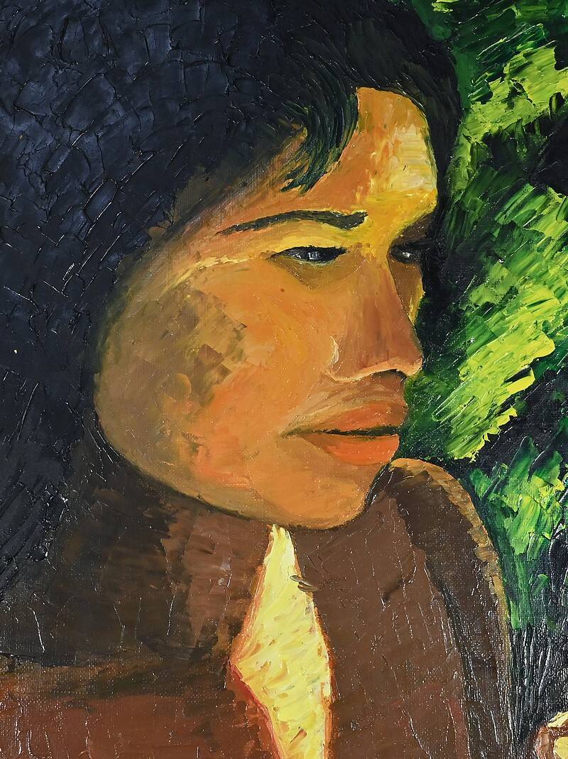 Important Oil on Canvas “La Tahitienne” signed Morillon – 1985