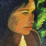 Important Oil on Canvas “La Tahitienne” signed Morillon – 1985