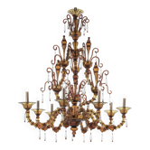 Chandelier moderne en brun Ca’ Rezzonico fait à la main avec du verre de Murano enroulé.