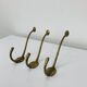 3 vintage gold brass hooks