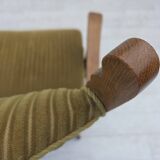 1970s, Scandinavian armchair, cotton/wool fabric, solid oak wood.
