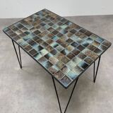 Ceramic side table 50s, pin legs, blue