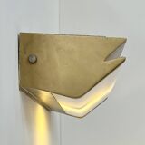 Vintage XL wall light, matte gold metal and perspex, France, 1960.
