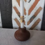 Ball shaped wooden candle holder