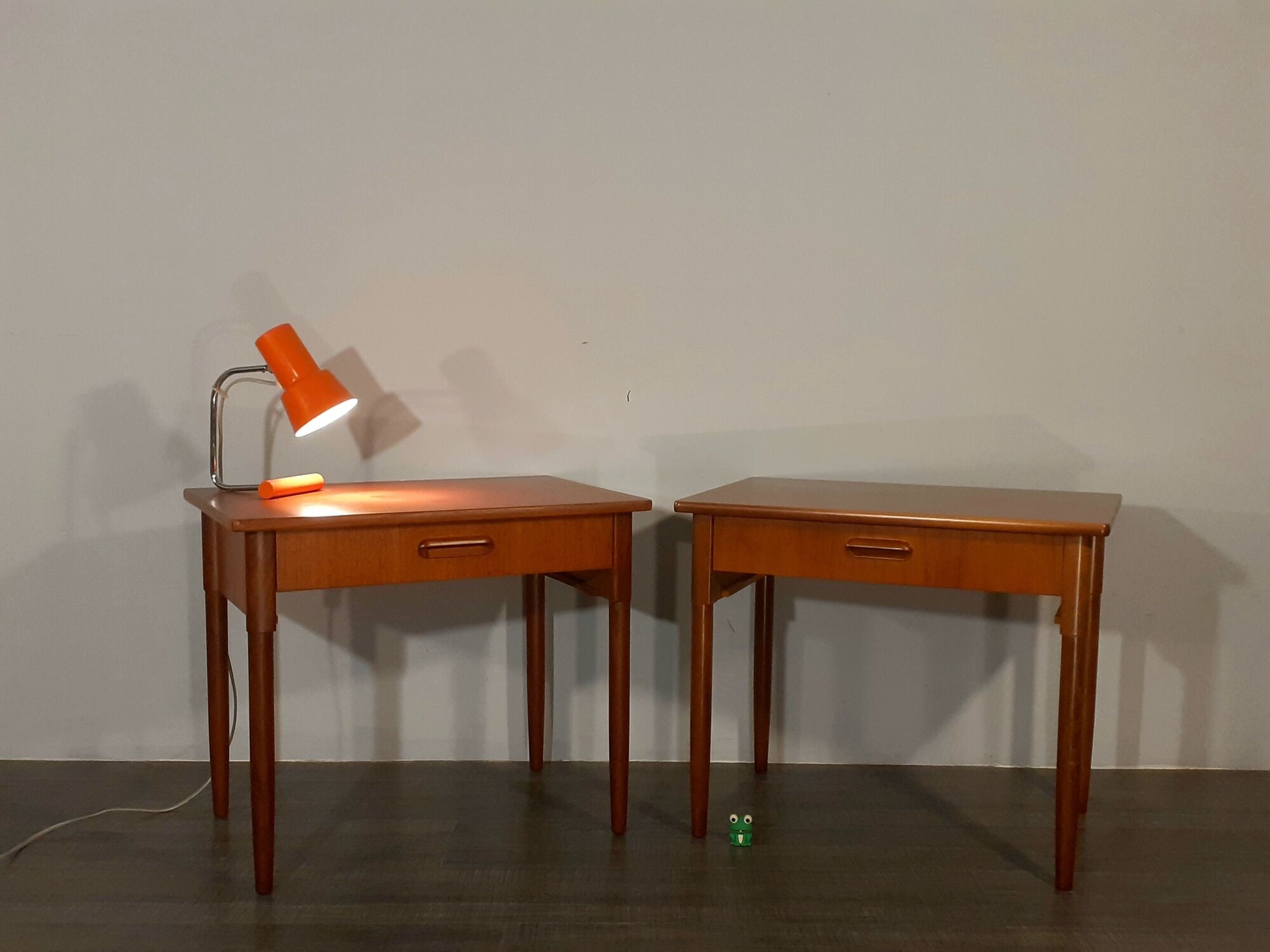 Pair of bedside tables "pelicans" in teak, norwegian 1960s