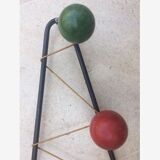Wall coat holder 5 patères balls, 50s