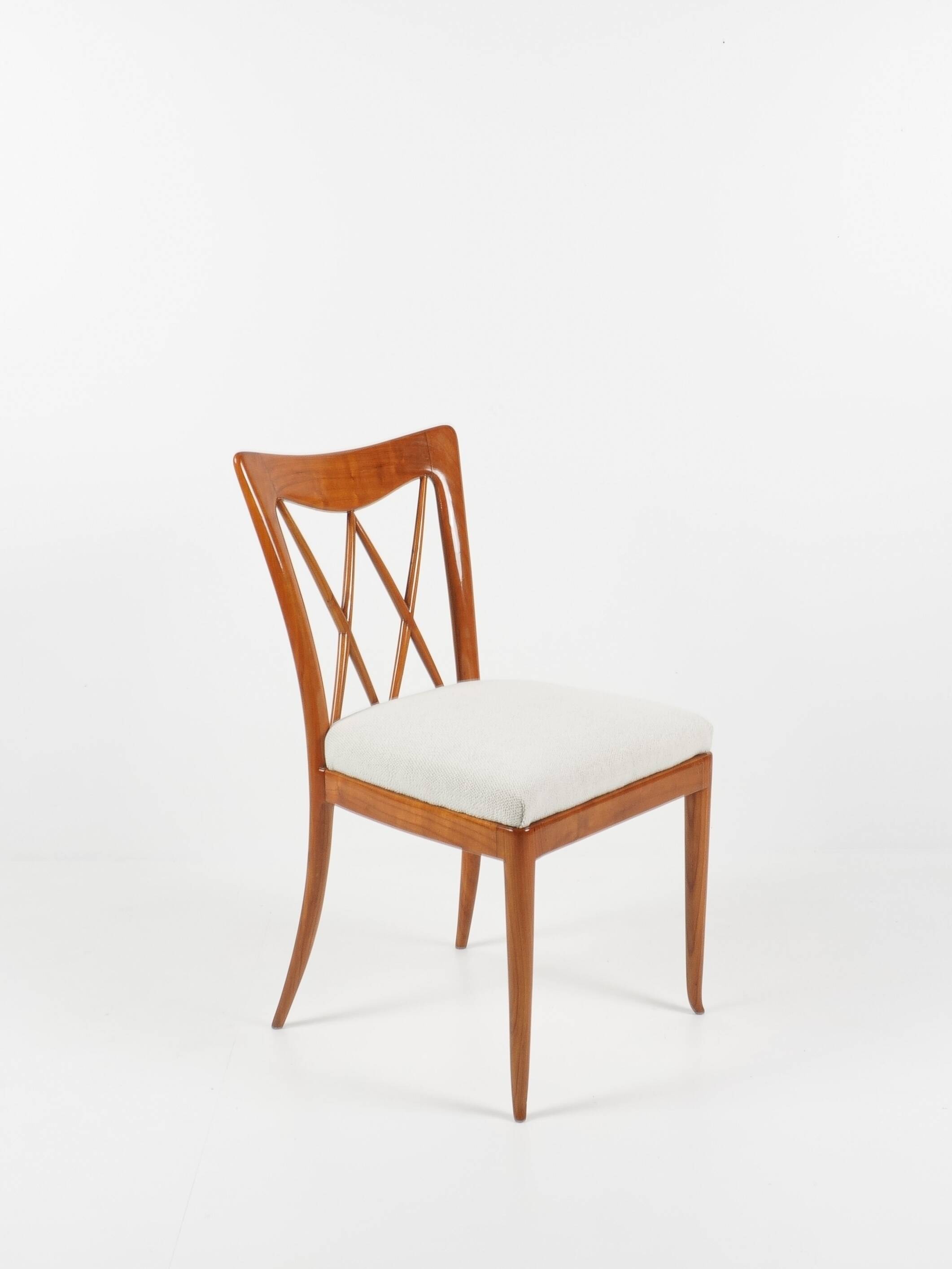 Set of 4 wooden and fabric chairs, circa 1940