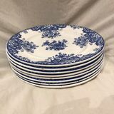8 Longwy blue dessert plates