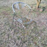 Vintage designer chair in plexiglass and chrome 1980