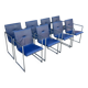 Four Arco Frame Dining Chairs / Blue Leather / Burkhard Vogther