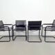 Mid-Century Modern Bauhaus Leather B34 Armchairs by Mart Stam & Marcel Breuer for Fasem, Italy, 1980, Set of 4