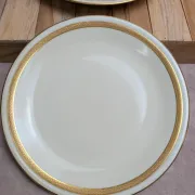 Set of 2 antique Limoges porcelain plates – Golden friezes