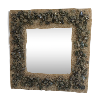 Mirror with glass and resin frame 1960s 36x36cm