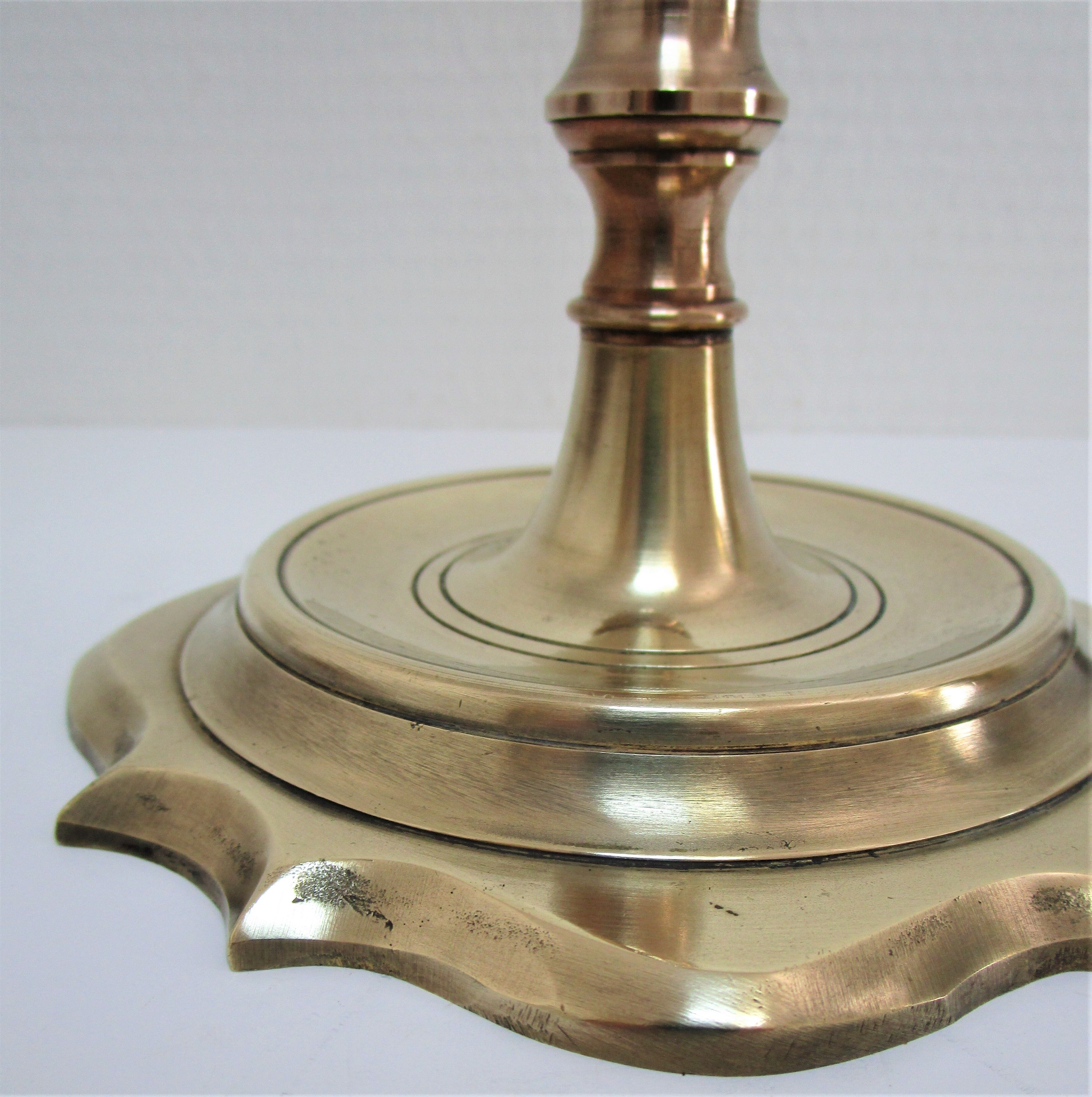 Solid brass lamp foot turned vintage