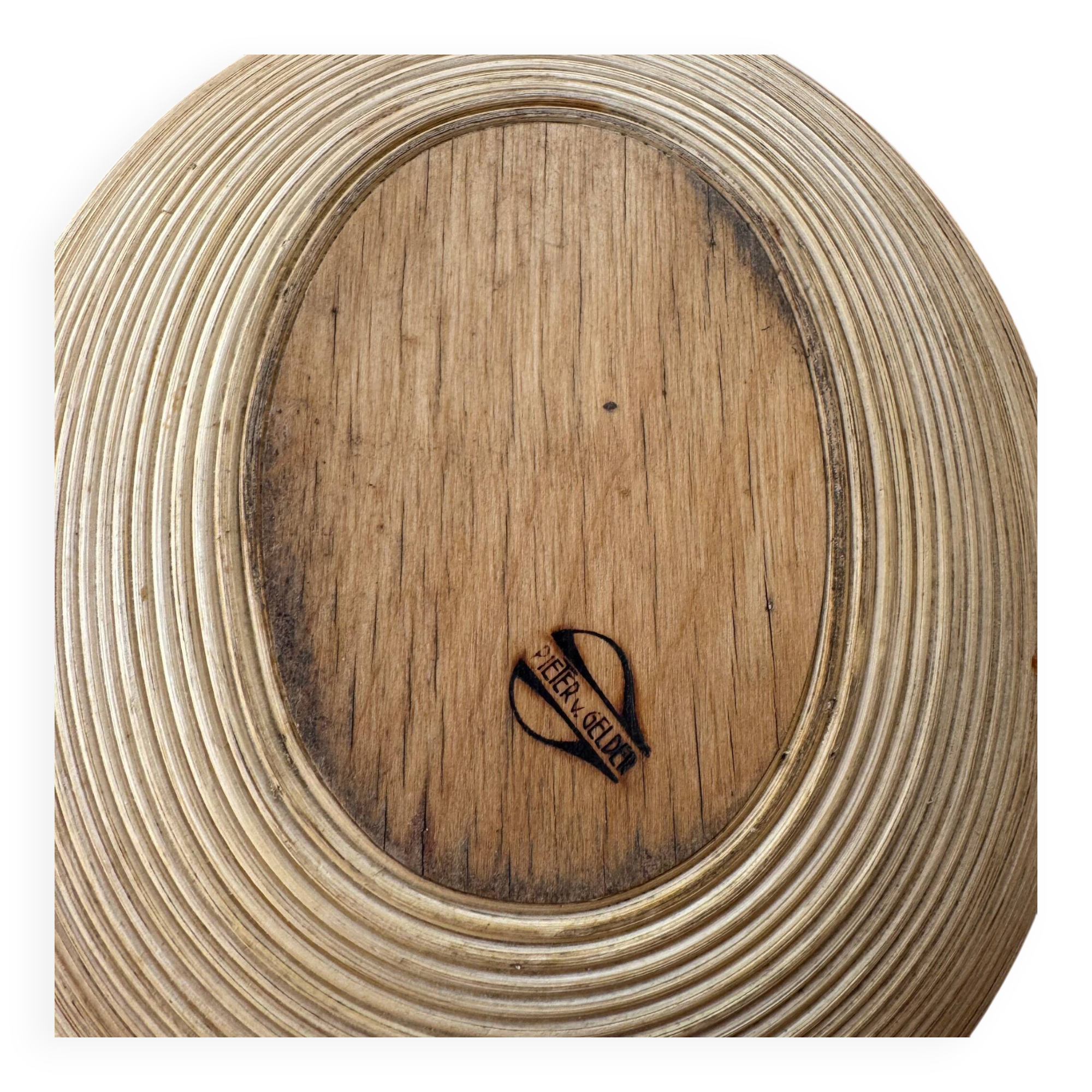 Sculptural basket by Pieter van Gelder – turned wood & bamboo handle