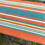 Vintage camping folding stool, striped canvas