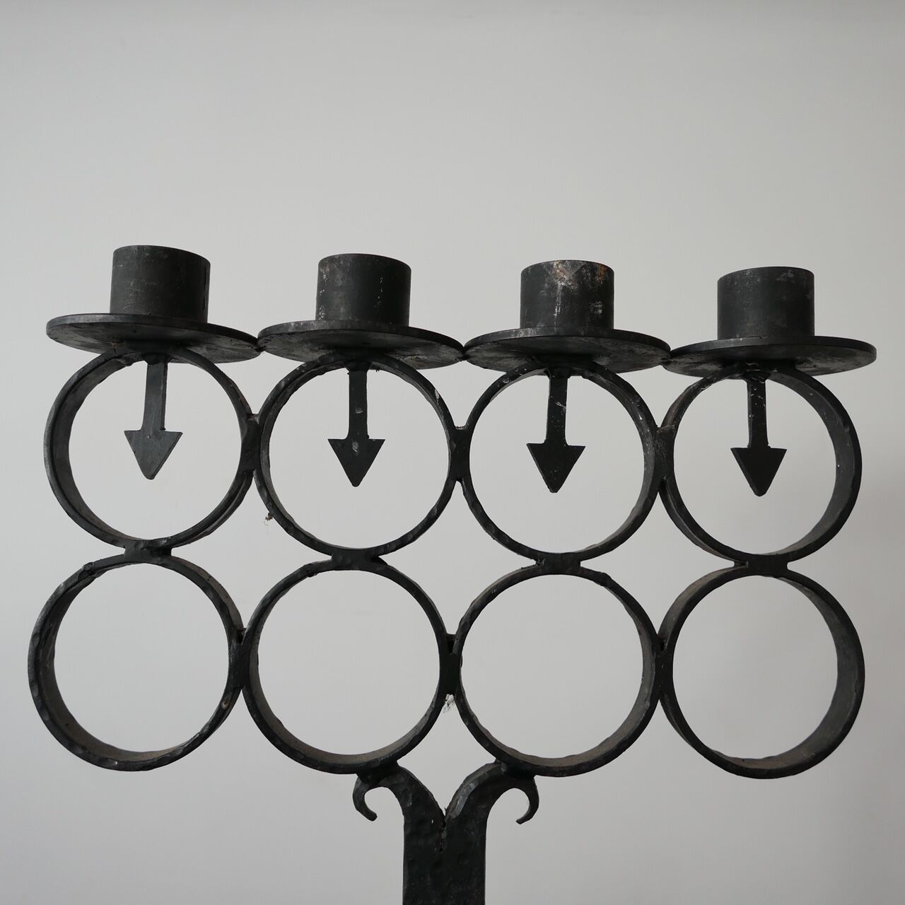 Antique cast iron swedish four arm candlestick