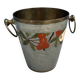 French Cloisonné Champagne Bucket with Fruit Garland & Brass Handles