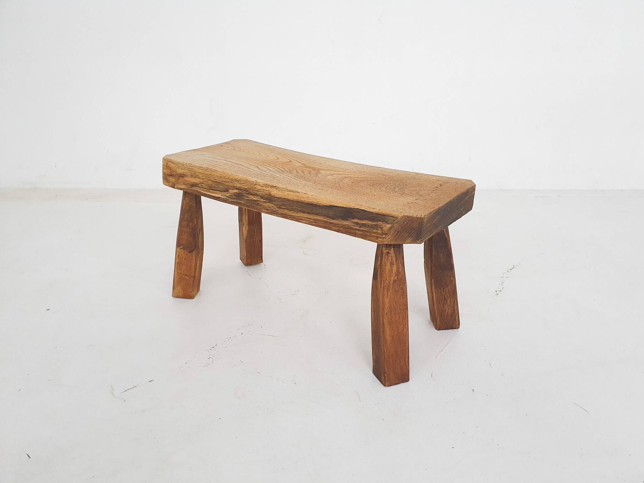 Solid oak side table, The Netherlands 1970's