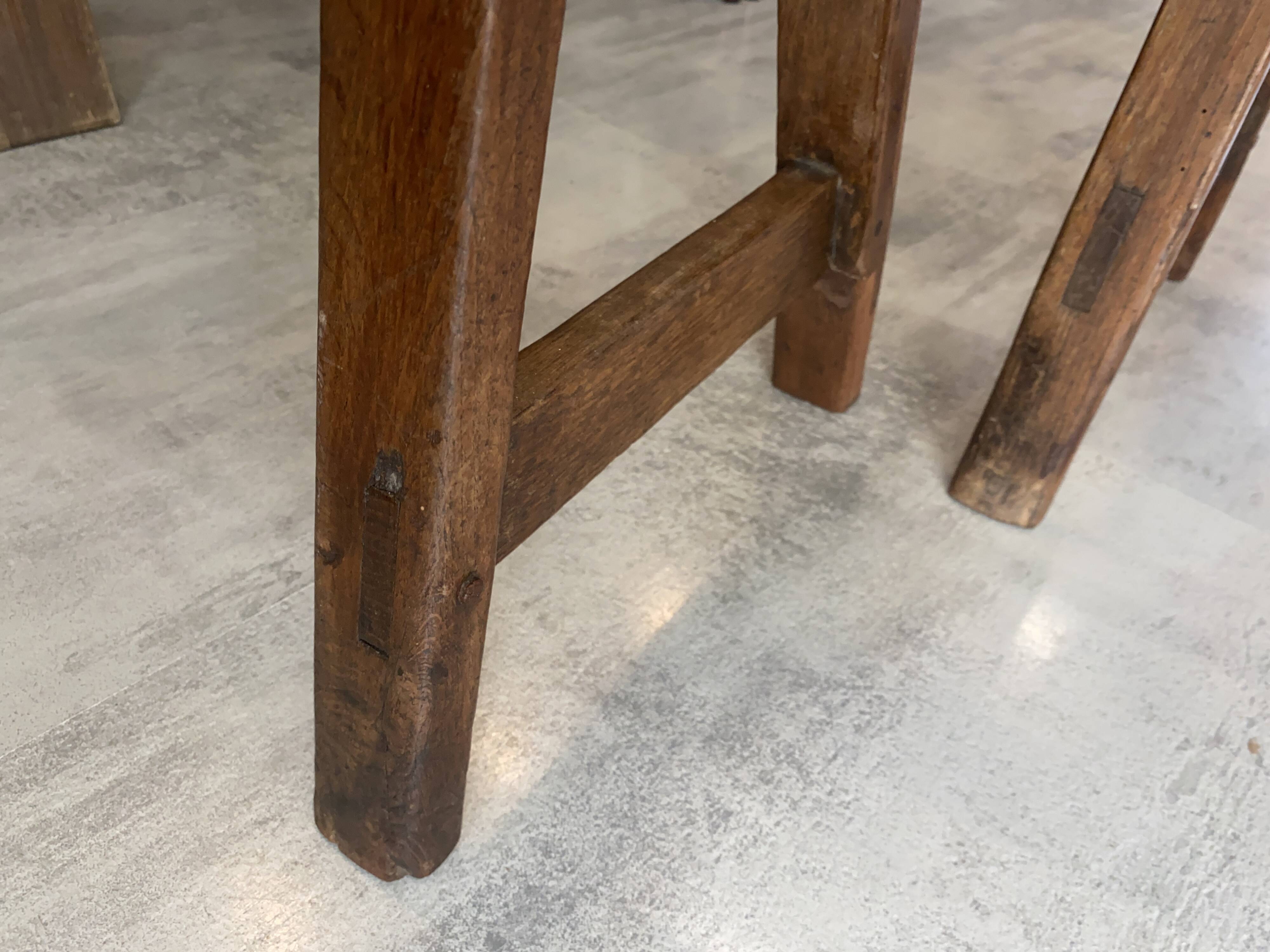 Pair of solid oak farmhouse benches 214cm for rustic table 1950
