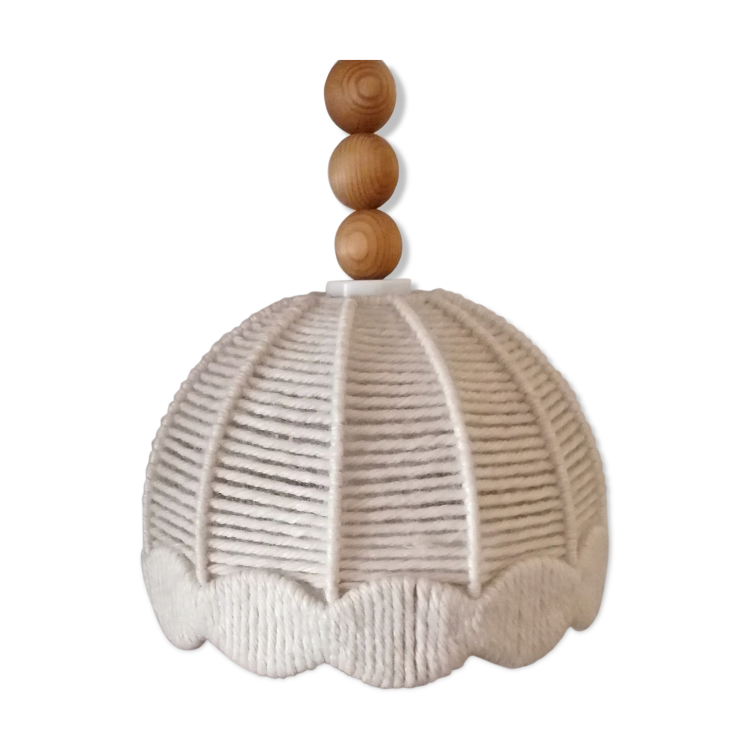 Scandinavian pendant lamp, virgin wool and pine