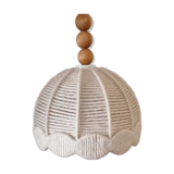 Scandinavian pendant lamp, virgin wool and pine