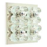 Applique murale florale XL des années 1960 en verre et chrome par Sische.