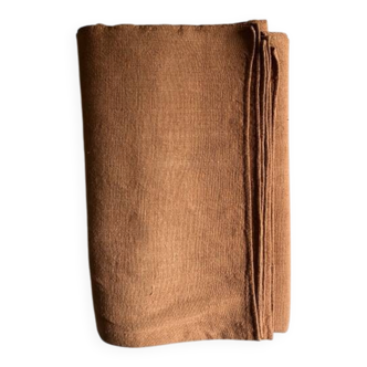 Nappe De Vendange Ancienne En Pur Chanvre Teintée Terre Cuite