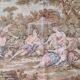 Wall tapestry type Gobelins middle 20th country decoration polychrome shepherds, shepherdesses and sheep