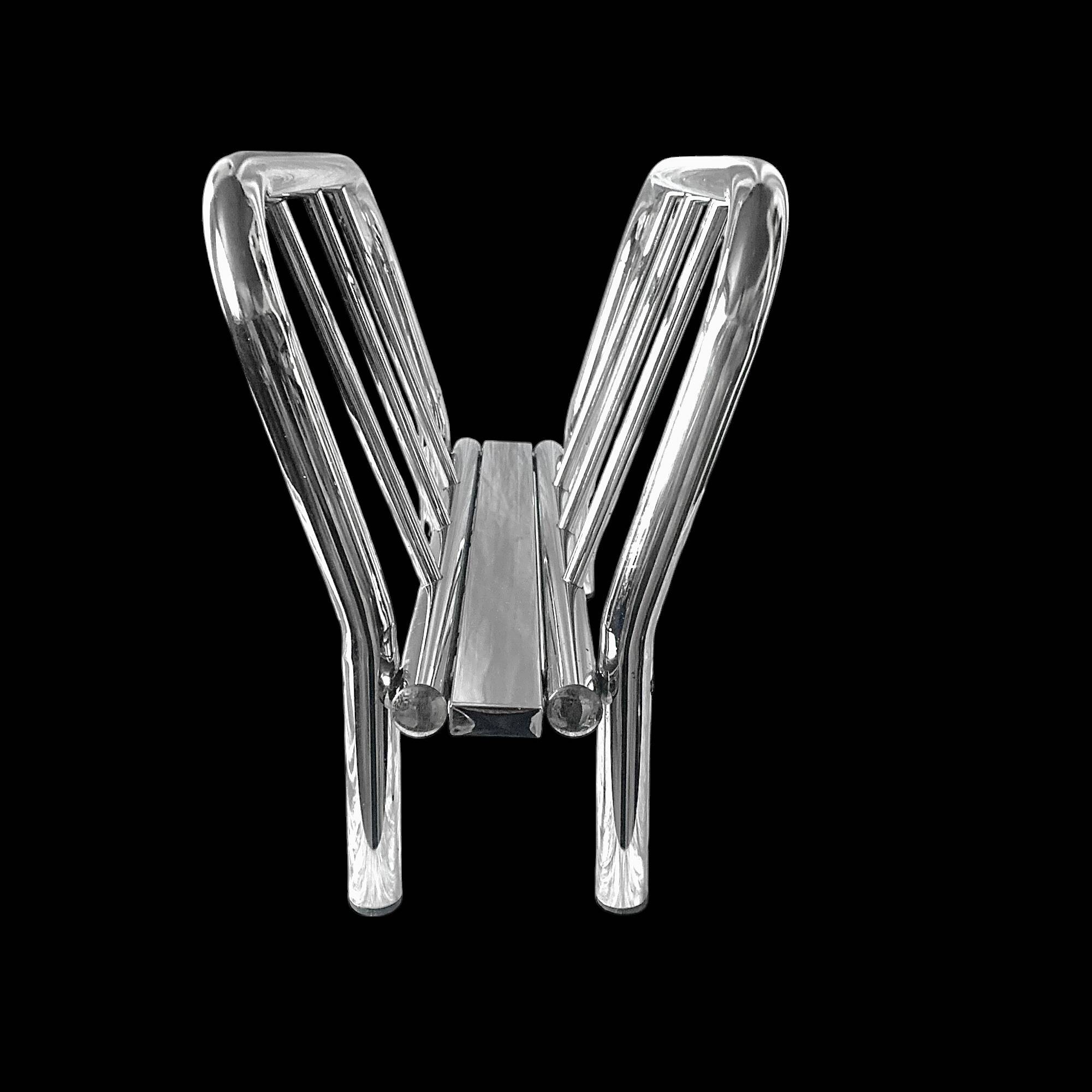 Vintage chrome metal magazine rack