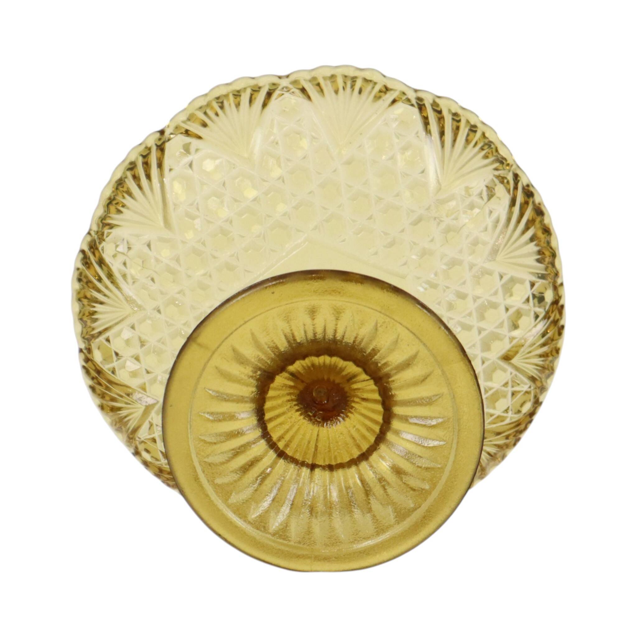 Art Deco Amber Depression Glass Tall Fruit Bowl 17cm