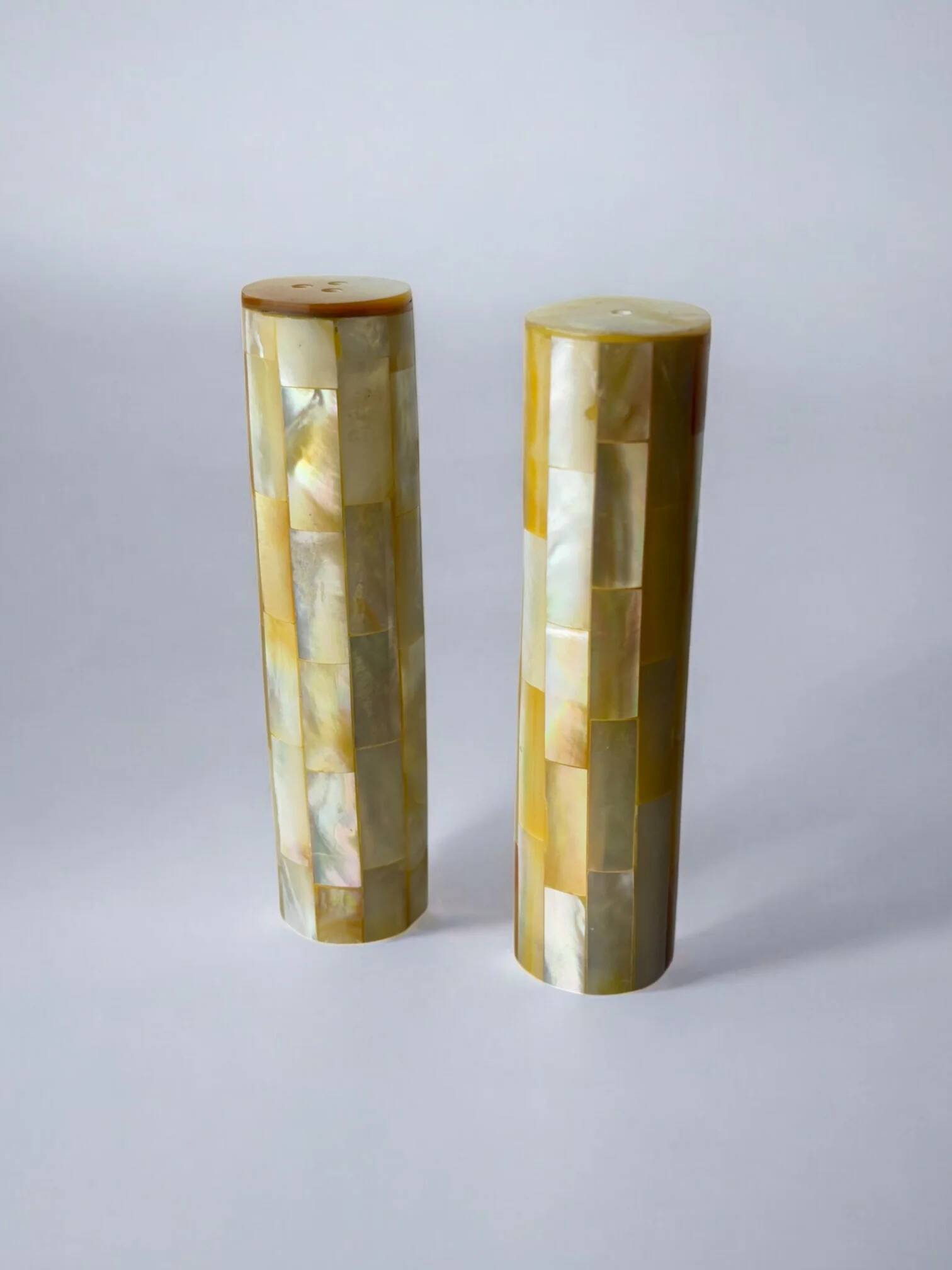 Mother-of-pearl salt & pepper shakers, Italy, 1970s