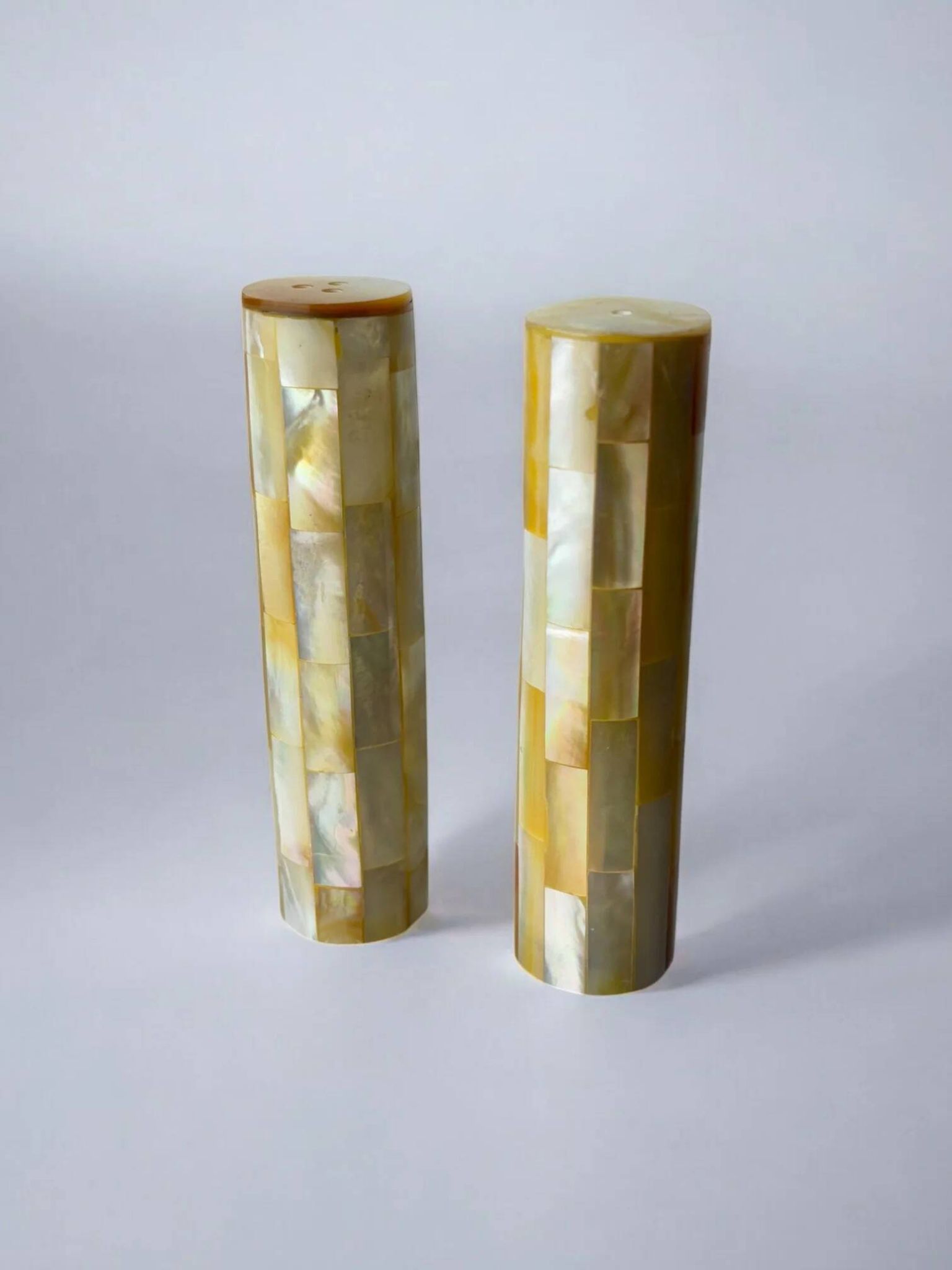 Mother-of-pearl salt & pepper shakers, Italy, 1970s