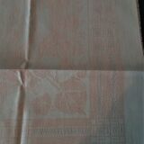 Linge de table nappe et six serviettes coton damassé rose pâle