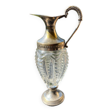 Aiguière en verre vénitien Murano moulé et métal
