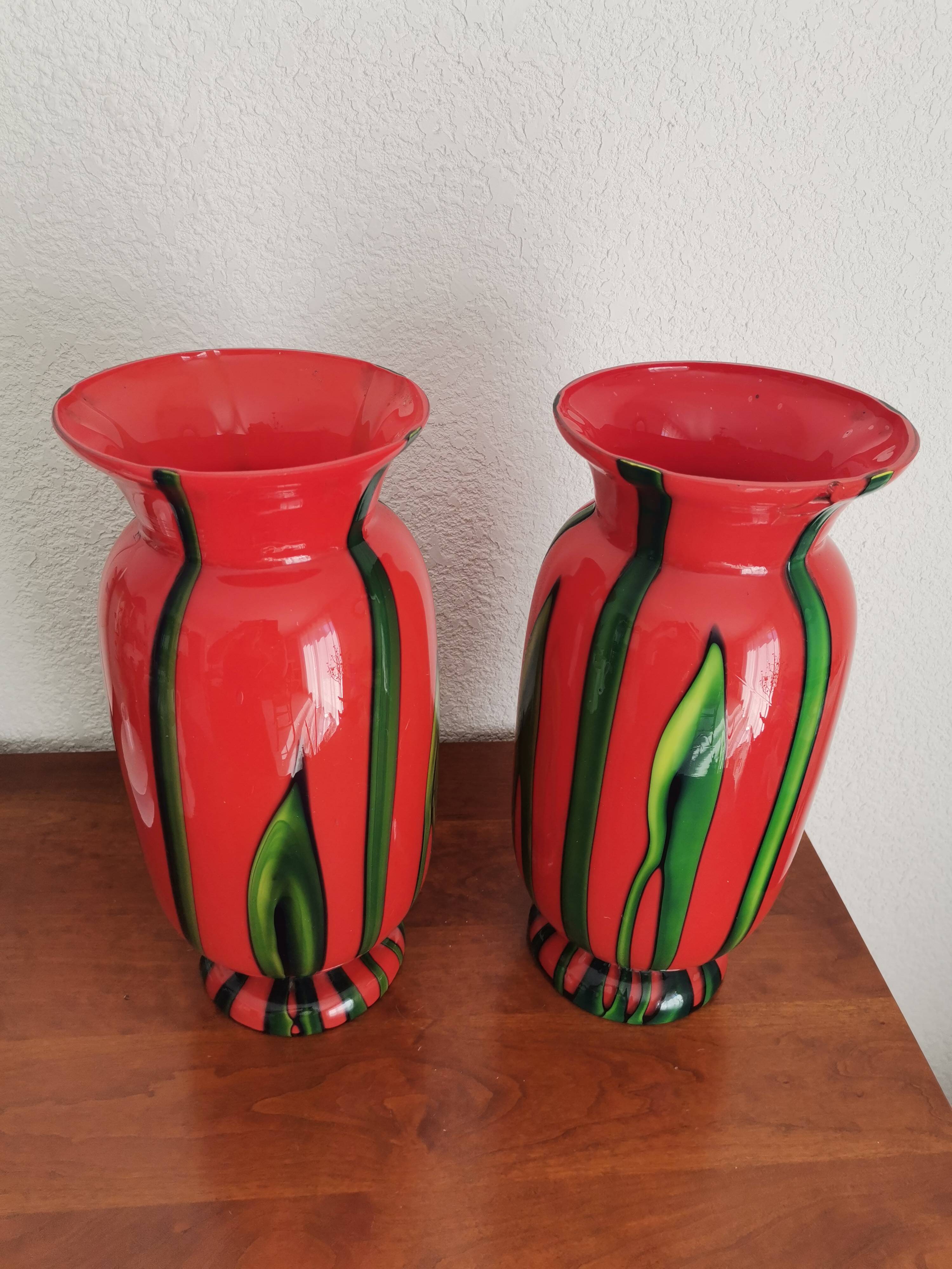 Bohemian vase pair "Bambus"