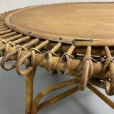 Table basse soleil en rotin