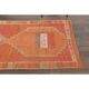 Vintage Turkish hand-knotted wool cotton orange runner rug 96x339