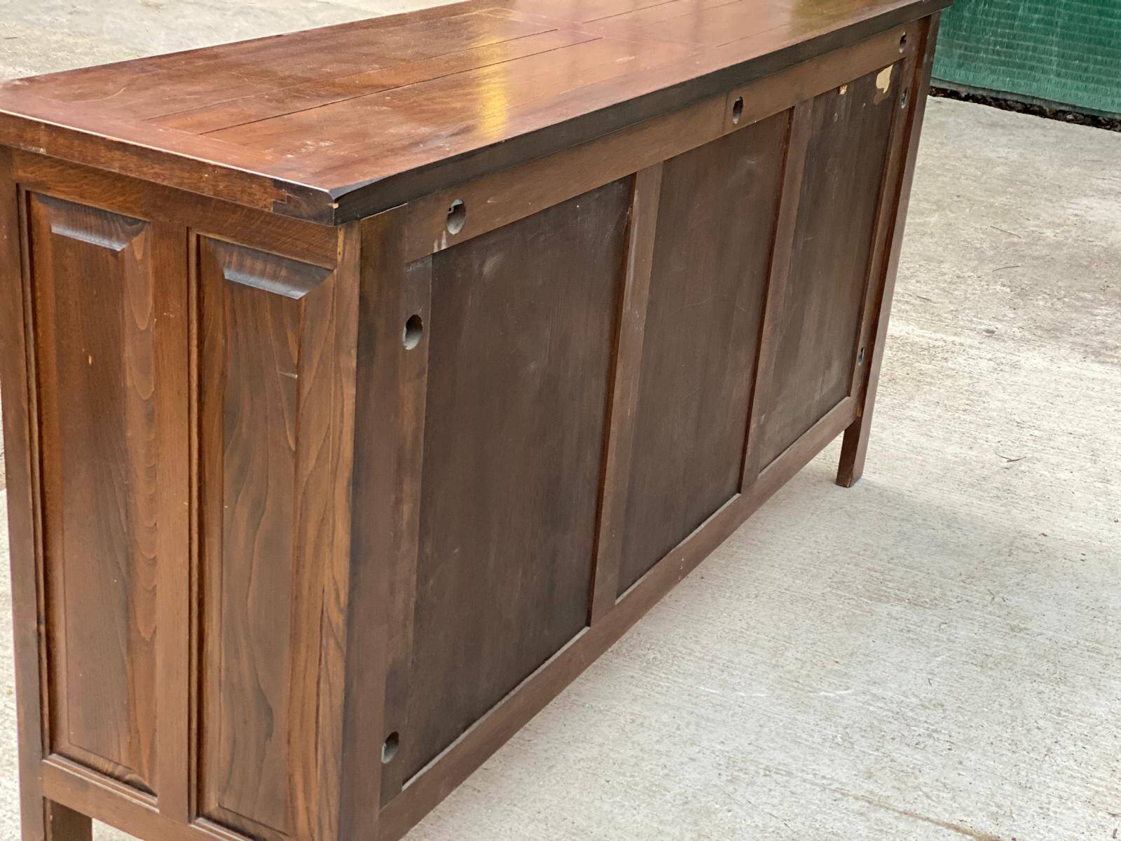 Art Deco sideboard in solid dark oak satin wood with 3 doors