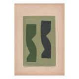 Duo de Peintures sur papier ancien - tableau abstrait signé eawy