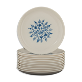 12 assiettes à dessert en opaline arabesque bleue vintage