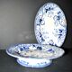 Creil Montereau oval dish and mounted plate Flora blue bindweed 1850 LM&Cie