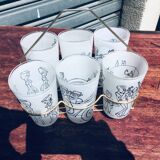 Set of glasses drawn by Cabù