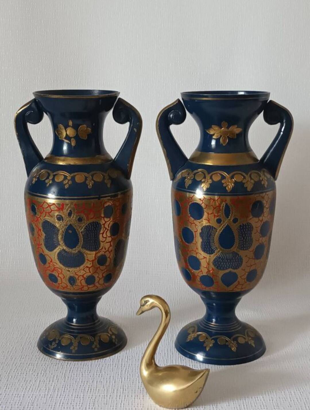 Pair of vintage brass vases