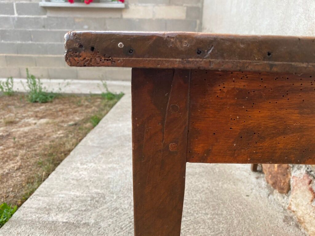 Table de ferme en bois massif avec 1 tiroir
