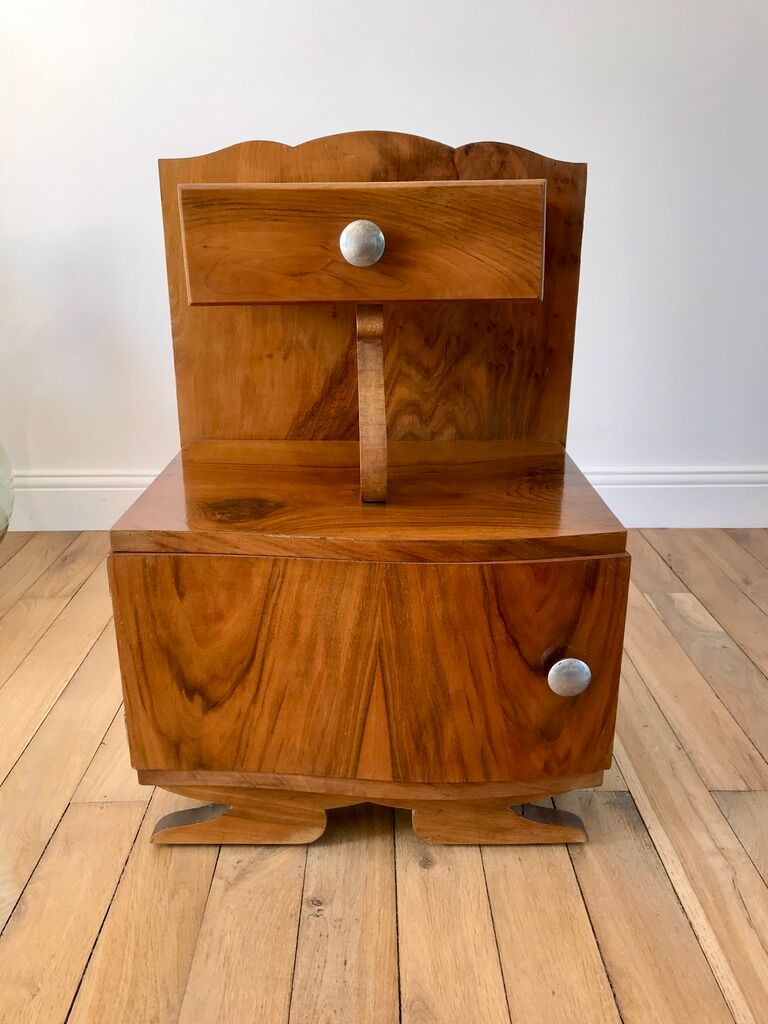Art Deco veneer bedside table 30s