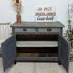 Old Parisian chopping block buffet with vintage shabby patina