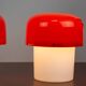 Set of 2 Space Age Orange Meblo Mushroom Table Lamps, Guzzini, 1970s