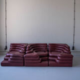 Terrazza Landscapes in Burgundy Leather by Ubald Klug for de Sede, 1970s, Set of 4